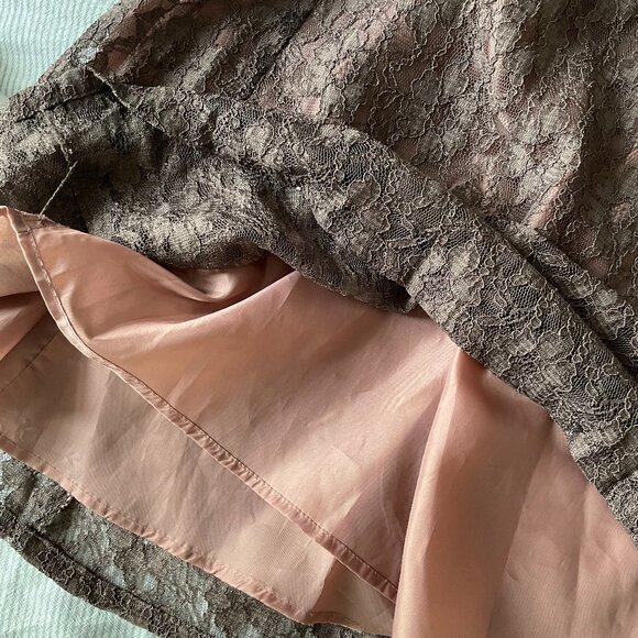 Vintage Brown Lace Halter Top Midi  Dress - Picture 4 of 9